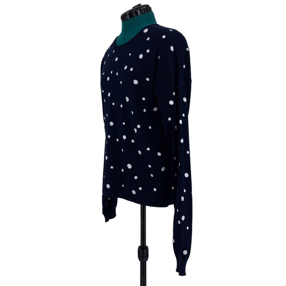 Bench NWT Navy with White Polka Dots Long Sleeve Crew Neck Cotton Sweater, 16 - Picture 5 of 16
